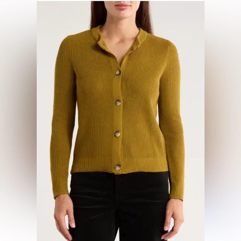 NWT Truth by Republic Crewneck Cardigan Sweater Verdant Green S